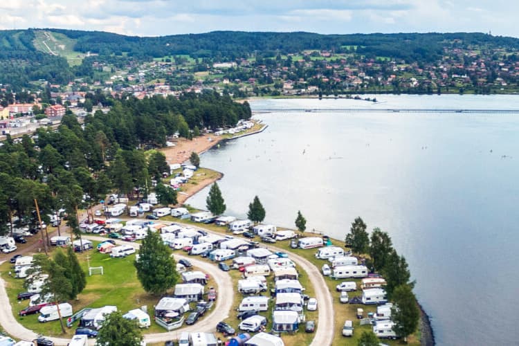 Campingplass ved Siljan-sjøen i Sverige